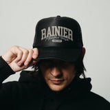 Rainier Retreat Black Trucker Hat